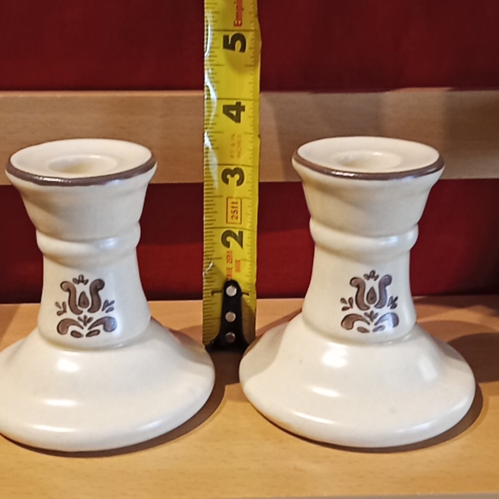 RARE-Pfalzgraff Village Pattern Set of 2 Series #1 Short Candlestick Holders. - Picture 13 of 16